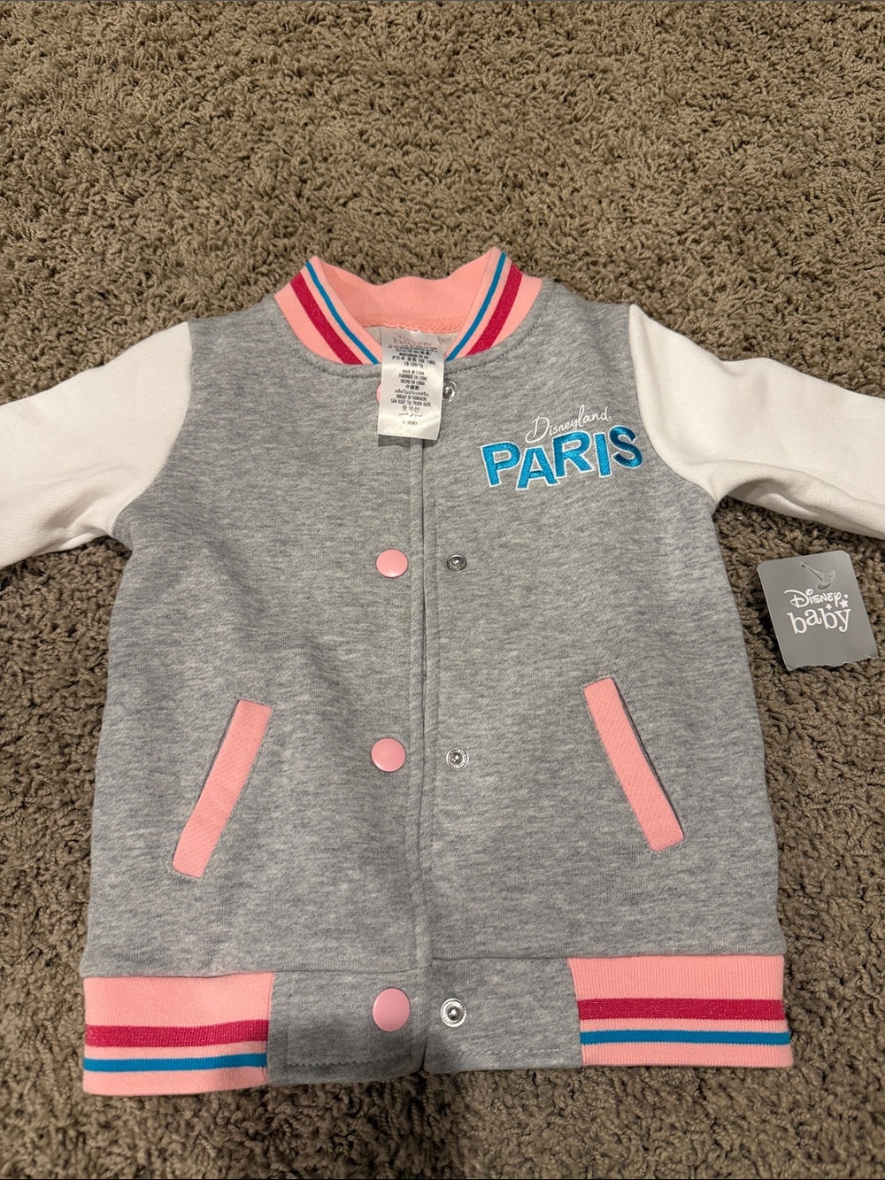 Disneyland Paris Grey & Pink Varsity Jacket